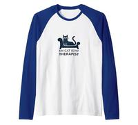 My Cat is My Therapist: Funny Pet Lover Quote Raglan Baseball Tee, Men, Royal Blue/White, S