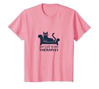 My Cat is My Therapist: Funny Pet Lover Quote T-Shirt, Kids, Pink, 12 Years