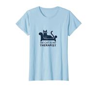 My Cat is My Therapist: Funny Pet Lover Quote T-Shirt, Women, Baby Blue, XS
