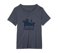 My Cat is My Therapist: Funny Pet Lover Quote T-Shirt, Women's Plus, Heather Blue, 2X