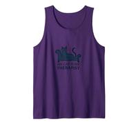 My Cat is My Therapist: Funny Pet Lover Quote Tank Top, Men, Purple, XXL