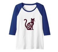My Cat is My Valentine - Feline Love Raglan Baseball Tee, Women, Royal Blue/White, XL