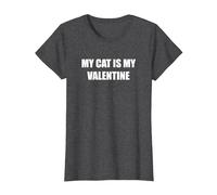 My Cat is My Valentine T-Shirt, Women, Dark Heather Grey, L