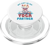 My Cat Is My Yoga Partner Funny PopSockets PopGrip for MagSafe