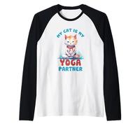 My Cat is My Yoga Partner Funny Raglan Baseball Tee