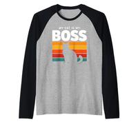 My Cat is The Boss Funny Cat Owner Retro Vintage Cute Kitten Raglan Baseball Tee