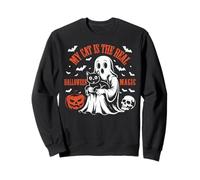 My Cat Is The Real Halloween magic Funny Pumpkin Cats Lovers Sweatshirt