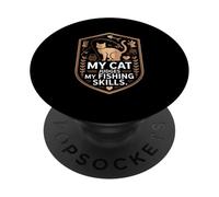 My Cat Judges My Fishing Skills Funny Angler PopSockets Adhesive PopGrip