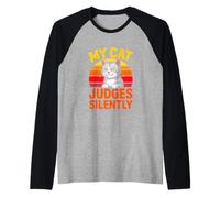 My Cat Judges Silently Funny Cat Humor Retro Raglan Baseball Tee