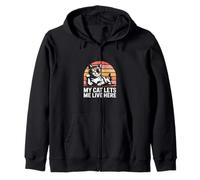 My Cat Lets Me Live Here Cat Humor Zip Hoodie