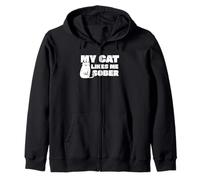 My Cat Likes Me Sober Zip Hoodie