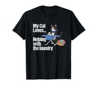 My Cat Loves Helping with The Laundry - Pet Ironing Humour T-Shirt