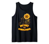 My Cat Sunflower Orange Line Floral Pet Lover Artwork Tank Top
