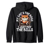 My Cats The Boss I Just Pay The Bills Funny Cat Zip Hoodie