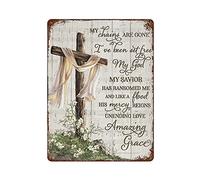 My Chains Are Gone Family Christian Metal Iron Painting Retro Poster Tin Sign Vintage Wall Decor Poster Metal Plaque Sheet Aluminum Plaque for Cafe Bar Pub Home Beer Decoration