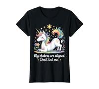 My Chakras are Aligned Unicorn Yoga Design Value Graphic T-Shirt, Women, Black, XL
