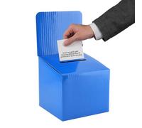 My Charity Boxes - 5 Pack - Medium Blue Corrugated Cardboard Ballot/Suggestion/Raffle/Ticket Boxes with Removable Header