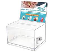 My Charity Boxes MCB Quality Acrylic like Donation and Suggestion Ballot Box with Lock - Secure and Safe Drawing ticket Box - Great for Business Cards and events (Clear) (AC-32)