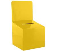 My Charity Boxes - Pack of 5 - Medium Cardboard Ballot Suggestion Raffle Ticket Box - With Removable Header for Tabletop Use (Yellow)