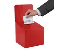 My Charity Boxes - Pack of 5 - Medium Cardboard Ballot Suggestion Raffle Ticket Box With Removable Header for Tabletop Use (red)