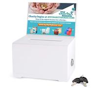 My Charity Boxes Quality Acrylic like Donation and Suggestion Ballot Box with Lock - Secure and Safe Drawing ticket Box - Great for Business Cards and events (White) (AC-32)
