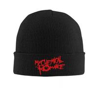 My Chemical Romance Red Logo Beanie Hats American Rock Band Knitting Hat Kpop Elastic Men Women Caps Winter Retro Bonnet Hats