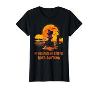 My Chesapeake Bay Retriever Rides Shotgun Dog Halloween Value Graphic T-Shirt, Women, Black, S