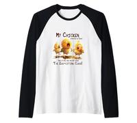 My Chicken Started A Band Egg-Citing Cluck Funny Chicks Raglan Baseball Tee