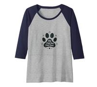 My Child Has Four Paws - Pet Lover Paw Raglan Baseball Tee, Women, Navy/Athletic Heather, XL