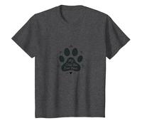 My Child Has Four Paws - Pet Lover Paw T-Shirt, Kids, Dark Heather Grey, 12 Years