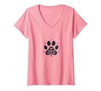 My Child Has Four Paws - Pet Lover Paw V-Neck T-Shirt, Women, Pink, M
