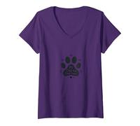 My Child Has Four Paws - Pet Lover Paw V-Neck T-Shirt, Women, Purple, XXL
