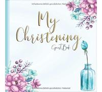 My Christening Guest Book: Water Colors Design Pastel Blue & Gold I Happy Thoughts & Life Advice I For 60 Guests I Babtism Party Favors for Girls I Christening Gifts Baby Girl