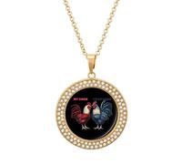 My Cock Your Cock Novelty Necklace Round Pendant Diamond Jewelry Gifts For Men Women Golden-style-5