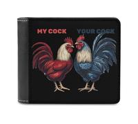 My Cock Your Cock Printed Bifold Wallet with Hidden Compartments Pocket Money and Credit Card Holder for Men Women