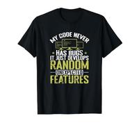My Code Never Has Bugs, It Just Develops Random Unexpected F Value Graphic T-Shirt, Men, Black, S