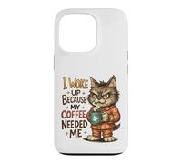 My Coffee Needed Me Wake Up Cat Case for iPhone 13 Pro