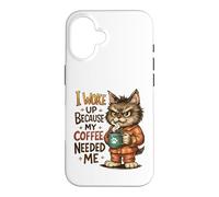 My Coffee Needed Me Wake Up Cat Case for iPhone 16