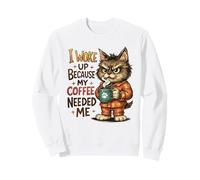 My Coffee Needed Me Wake Up Cat Sweatshirt