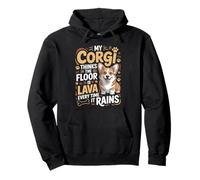 My Corgi Thinks The Floor Is Lava Every Time It Rains Corgis Pullover Hoodie