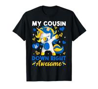 My Cousin is Down Right Awesome Down Syndrome Unicorn Dab T-Shirt