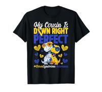 My Cousin is Down Right Perfect Down Syndrome T Rex Lovers T-Shirt