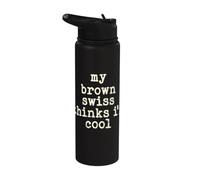 My Cow Thinks I'm Cool - Cow Dad Mom Brown Swiss Cattle Stainless Steel Insulated Water Bottle