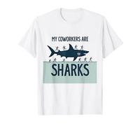 My Coworkers are Sharks Funny Office Humor T-Shirt, Men, White, L