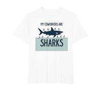 My Coworkers are Sharks Funny Office Humor T-Shirt, Men's Big and Tall, White, 6X Tall