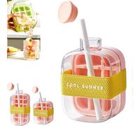 My Crush Cup Ice (17/28 oz), 2-in-1 Cool Summer Ice Bottle Cup with Straw, My Crush Cup Ice Tray, Easy Ice Press to Release, Suitable for Coffee, Juice, and Beverages (Pink,500ml/17.6oz)