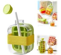 My Crush Cup Ice - 2 in 1 Touch-Free Ice Cube Tray Water Bottle with Lid and Bin, Ice Cube Making Bottle for Freezer, Portable Ice Maker for Home, Office, Travel, Gym & Outdoor (Green-500ML)