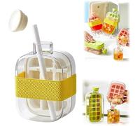 My Crush Cup Ice - 2 in 1 Touch-Free Ice Cube Tray Water Bottle with Lid and Bin, Ice Cube Making Bottle for Freezer, Portable Ice Maker for Home, Office, Travel, Gym & Outdoor (White-500ML)