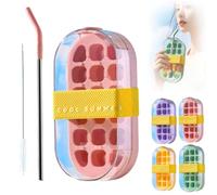 My Crush Cup Ice, Easy Ice Press to Release, 2-In-1 Cool Summer Ice Bottle Cup with Straw and Brush, Ice Cube Mold Water Bottle, Touch Free Ice Cube Trays with Lid for Freezer Making Bottle