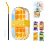 My Crush Cup Ice, Easy Ice Press to Release, 2-In-1 Cool Summer Ice Bottle Cup with Straw and Brush, Ice Cube Mold Water Bottle, Touch Free Ice Cube Trays with Lid for Freezer Making Bottle